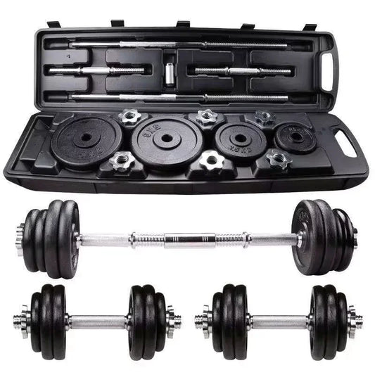 Home Gym Weightlifting Dumbbells with Cast Iron Dumbbells Barbell Set.